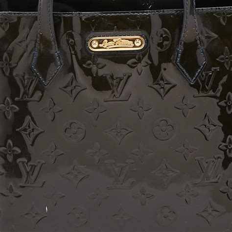 Vert Bronze Monogram Vernis Wilshire MM Bag 